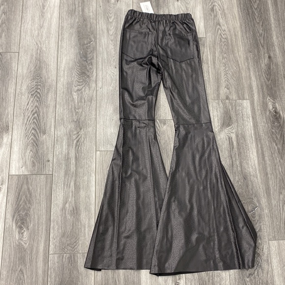 NWT Black Leather Leopard Bell Bottoms - Picture 6 of 7